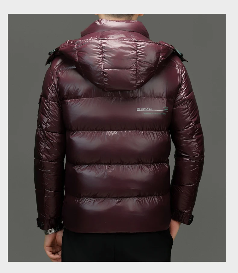 Winter Men Down Jacket Fashion Glossy Waterproof Short Down Jacket High Quality Male Lightweight Snowski White Duck Down Parka