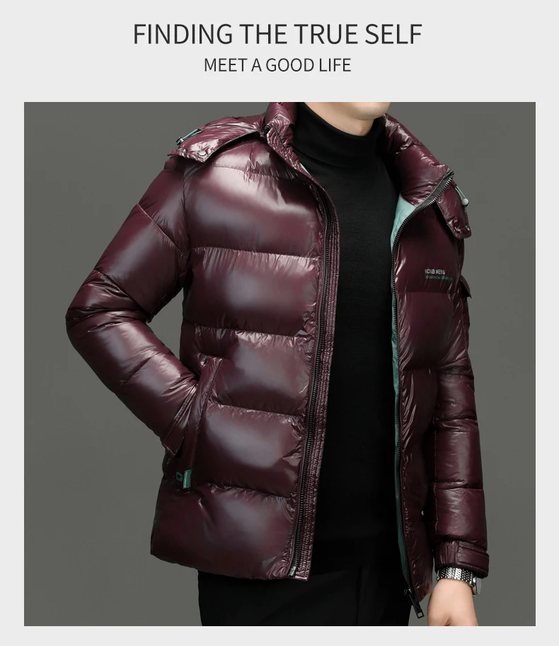 Winter Men Down Jacket Fashion Glossy Waterproof Short Down Jacket High Quality Male Lightweight Snowski White Duck Down Parka