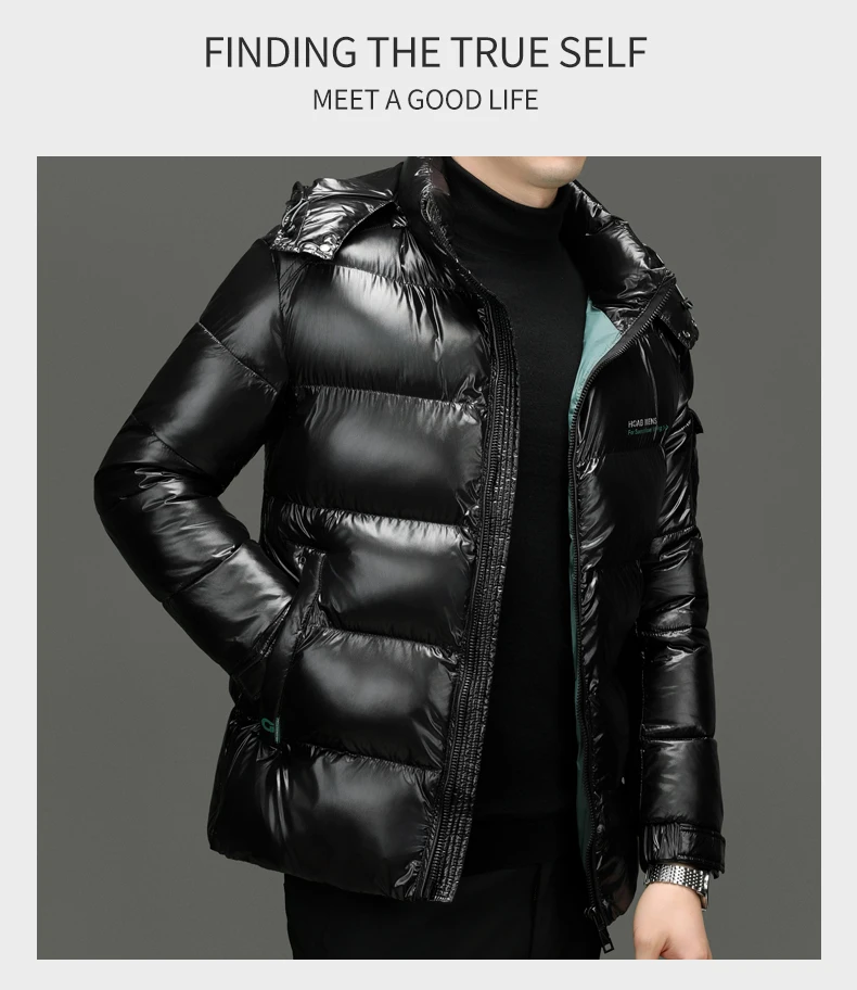 Winter Men Down Jacket Fashion Glossy Waterproof Short Down Jacket High Quality Male Lightweight Snowski White Duck Down Parka