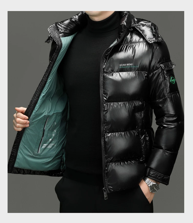 Winter Men Down Jacket Fashion Glossy Waterproof Short Down Jacket High Quality Male Lightweight Snowski White Duck Down Parka