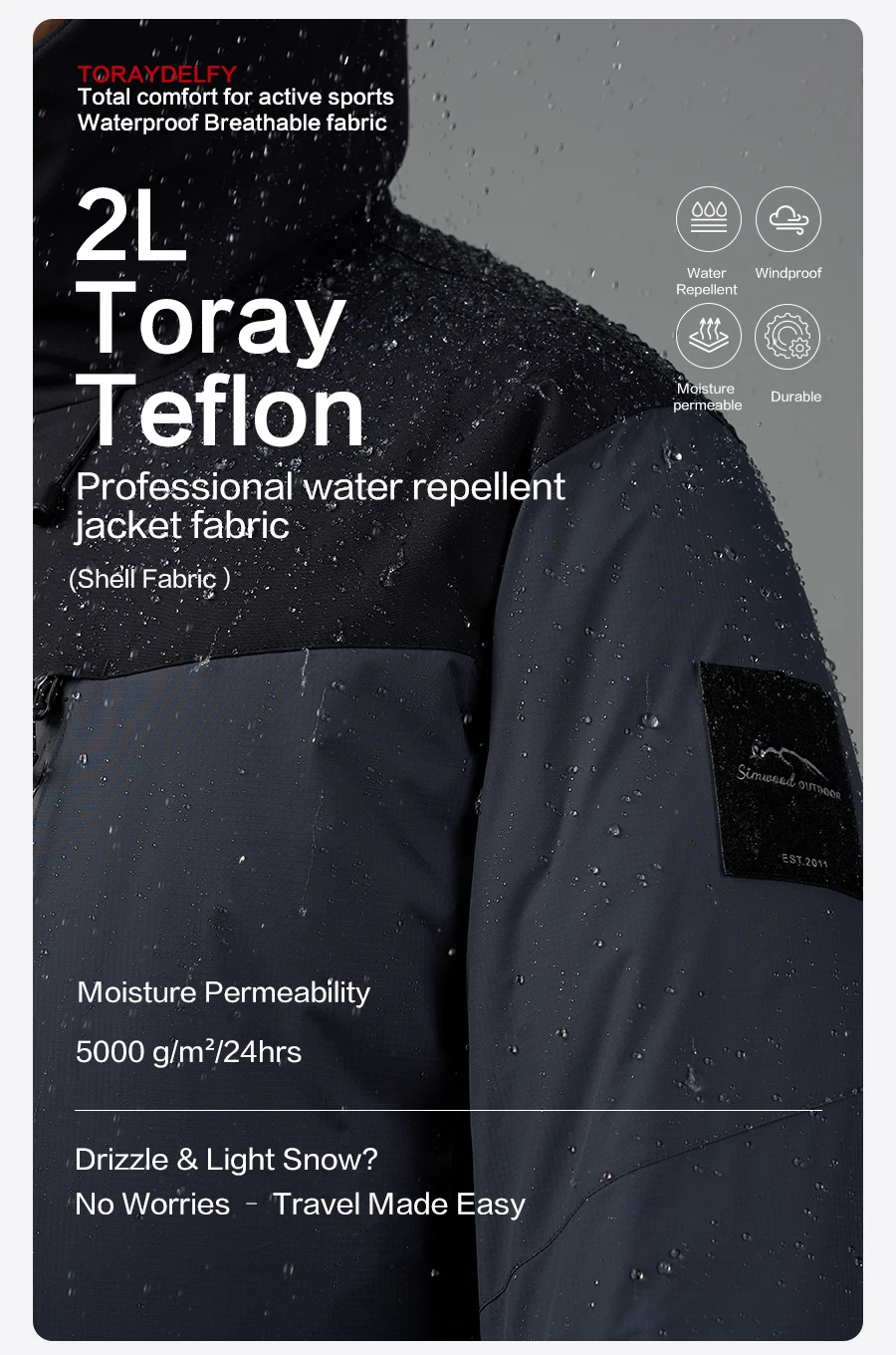SIMWOOD 2026 Winter New 90% White Goose Down Coats Men Warm Hooded Water Repellent High Quality Jackets