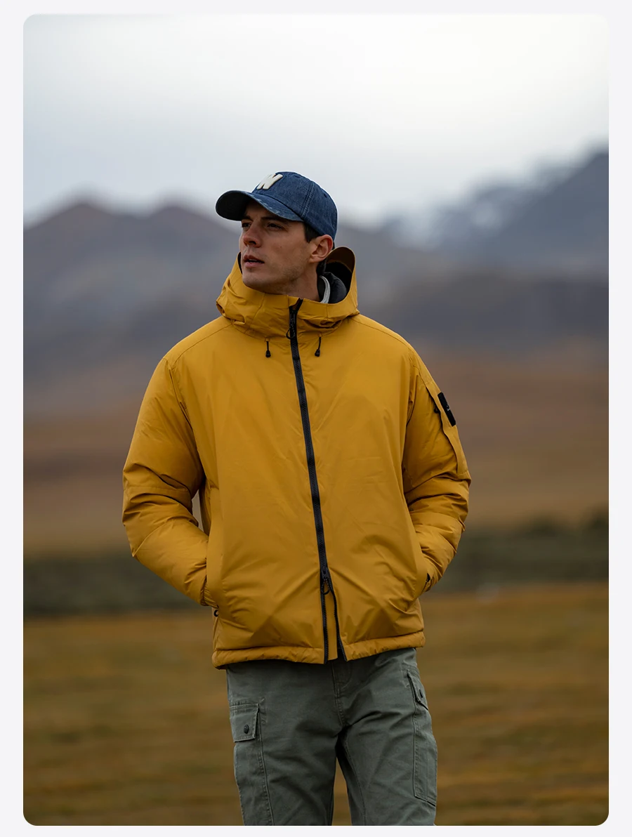 SIMWOOD 2026 Winter New Water Repellent Fabric 90% White Duck Down Coats Men Warm Hooded Plus Size Jackets