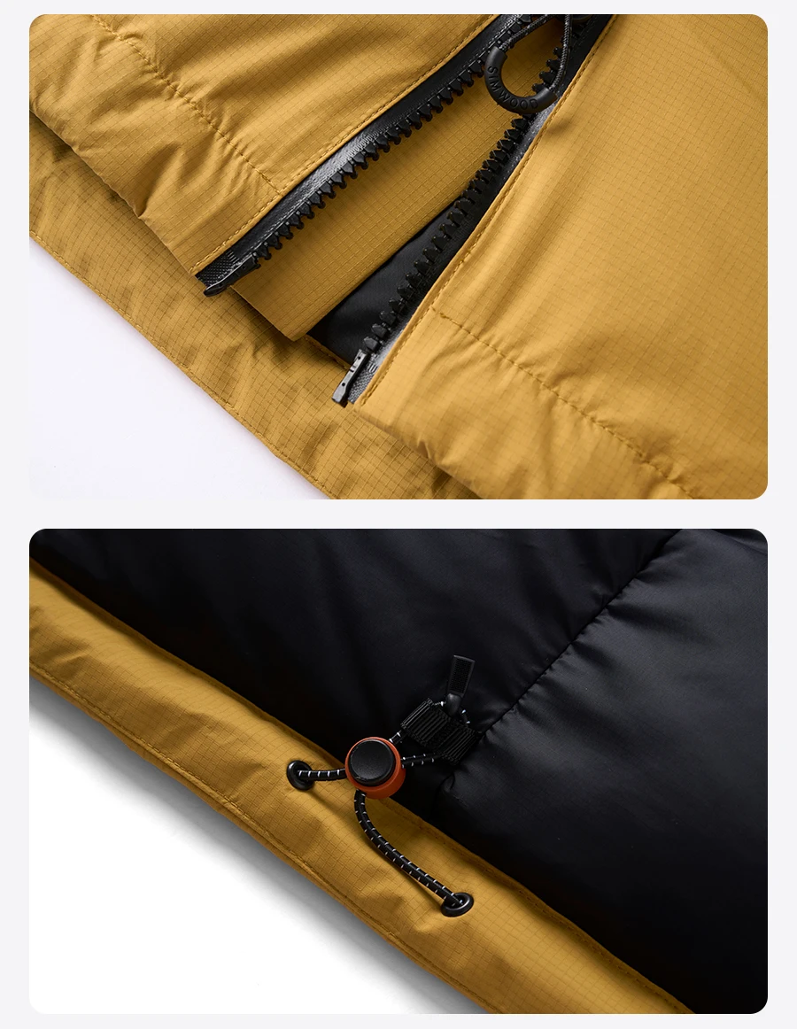 SIMWOOD 2026 Winter New Water Repellent Fabric 90% White Duck Down Coats Men Warm Hooded Plus Size Jackets