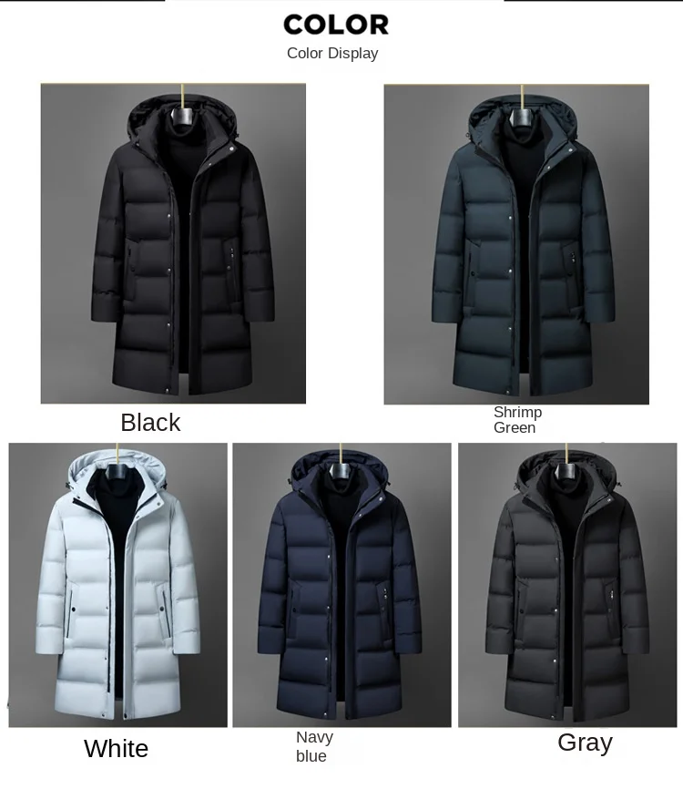 Canada Fashion Winter Jacket for Men Down Coat Parka Men's White Goose Down Jacket Collar Hooded Warm Thick Long Padding M-4XL