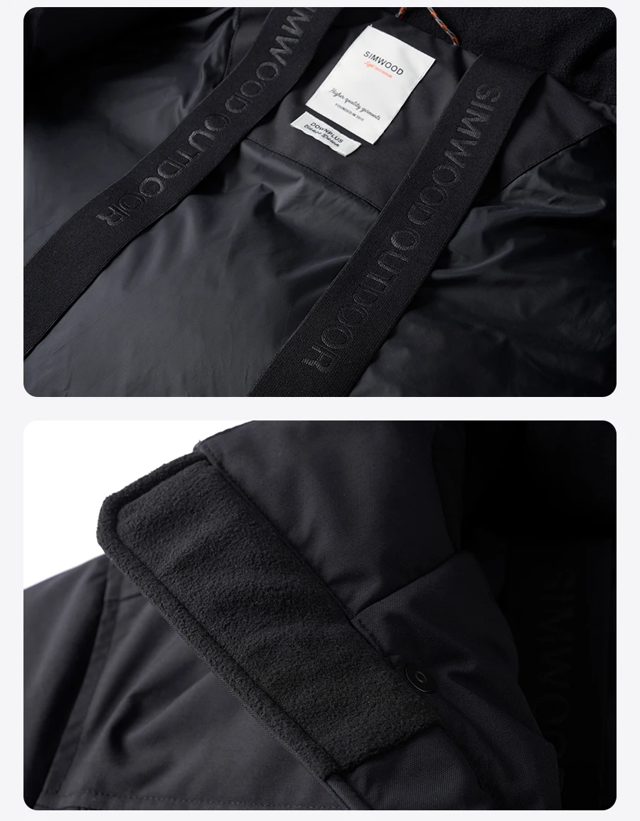SIMWOOD 2026 Spring Winter New 90% White Goose Down Coats Men Warm Hooded Outdoor Water-repellent Quality Jackets
