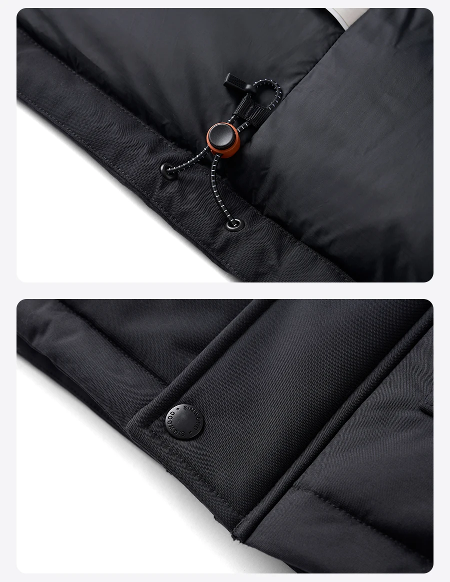 SIMWOOD 2026 Spring Winter New 90% White Goose Down Coats Men Warm Hooded Outdoor Water-repellent Quality Jackets