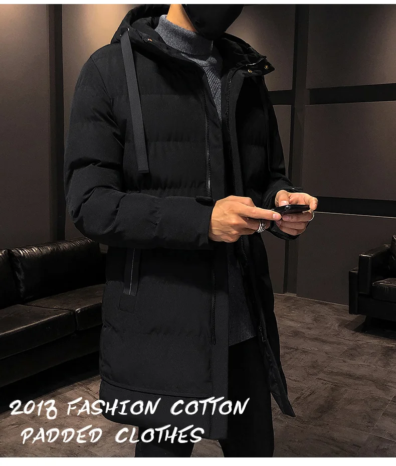 Male Winter Warm Long Outwear Hooded Thicken Mid-length Hooded For Men Warm Coat New Winter Puffer Jacket Fashion Parka Overcoat