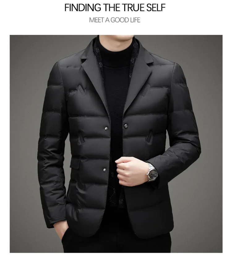 Men's Down Coat White Duck Down Jacket Winter Warm Business Slim Fit Duck Down Suit for Men Lightweigth Puffer Jacket Men JK-013