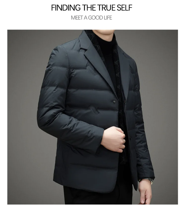 Men's Down Coat White Duck Down Jacket Winter Warm Business Slim Fit Duck Down Suit for Men Lightweigth Puffer Jacket Men JK-013
