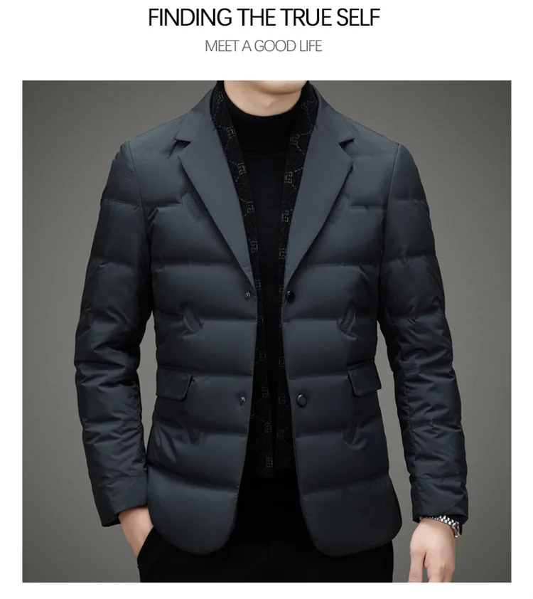 Men's Down Coat White Duck Down Jacket Winter Warm Business Slim Fit Duck Down Suit for Men Lightweigth Puffer Jacket Men JK-013