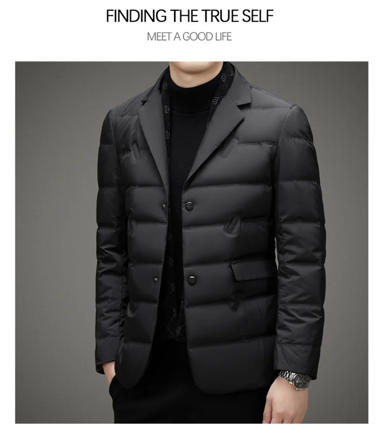 Men's Down Coat White Duck Down Jacket Winter Warm Business Slim Fit Duck Down Suit for Men Lightweigth Puffer Jacket Men JK-013