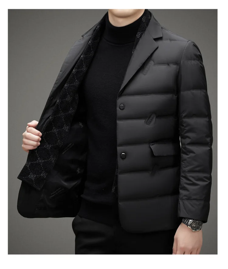 Men's Down Coat White Duck Down Jacket Winter Warm Business Slim Fit Duck Down Suit for Men Lightweigth Puffer Jacket Men JK-013