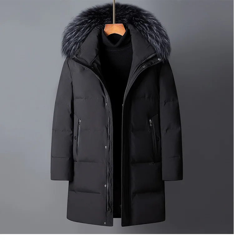 Canada Fashion Winter Jacket Men Down Coat Parka Men's White Goose Down Jackets Fur Collar Hooded Warm Thick Long Padding HWY287