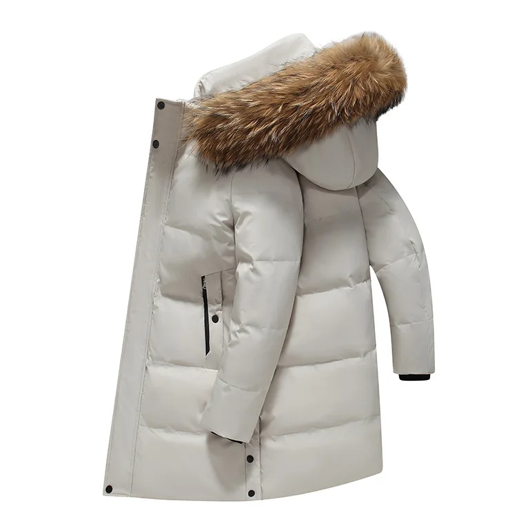 Canada Fashion Winter Jacket Men Down Coat Parka Men's White Goose Down Jackets Fur Collar Hooded Warm Thick Long Padding HWY287