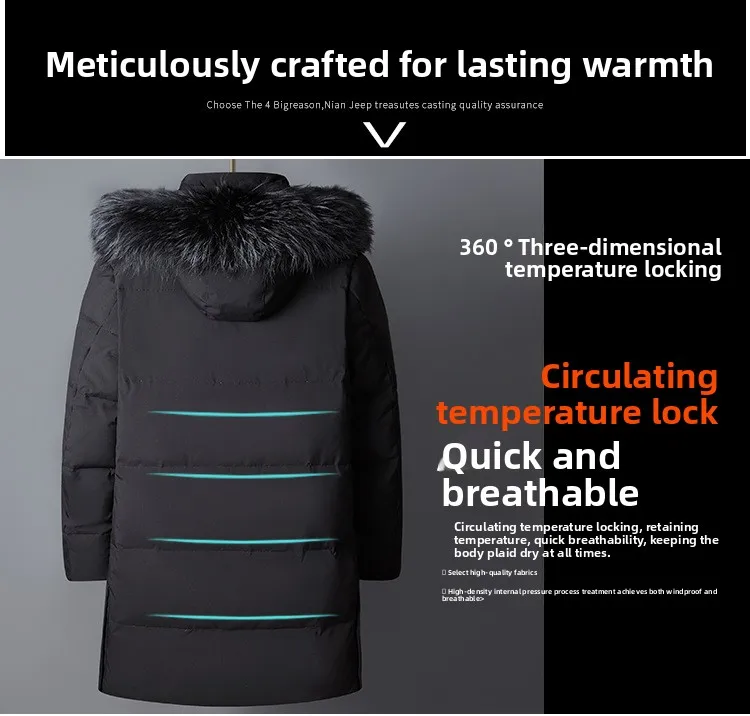Canada Fashion Winter Jacket Men Down Coat Parka Men's White Goose Down Jackets Fur Collar Hooded Warm Thick Long Padding HWY287