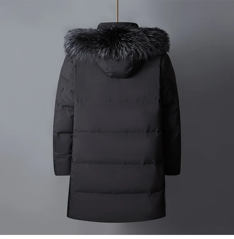 Canada Fashion Winter Jacket Men Down Coat Parka Men's White Goose Down Jackets Fur Collar Hooded Warm Thick Long Padding HWY287