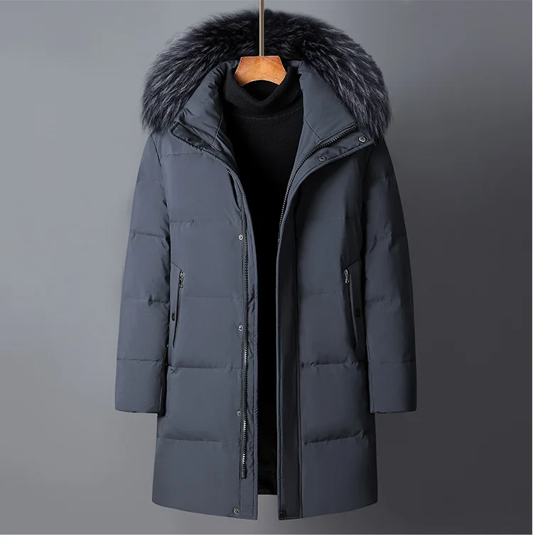 Canada Fashion Winter Jacket Men Down Coat Parka Men's White Goose Down Jackets Fur Collar Hooded Warm Thick Long Padding HWY287