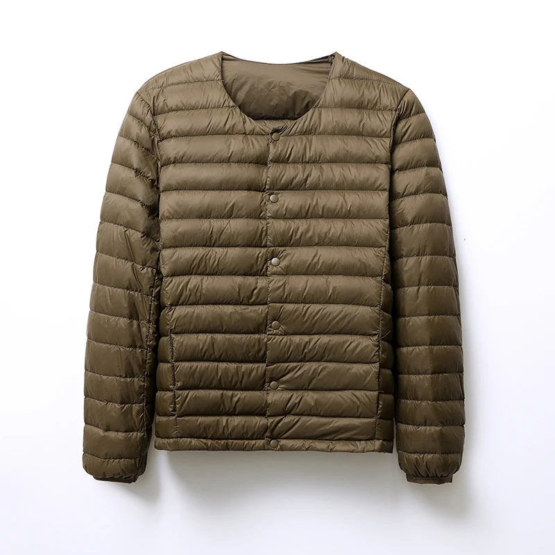 Schinteon Men White Duck Down Jacket UltraLight Thin Coat V-Neck Casual Short Outwear Autumn Winter Liner Clothing 2026 New