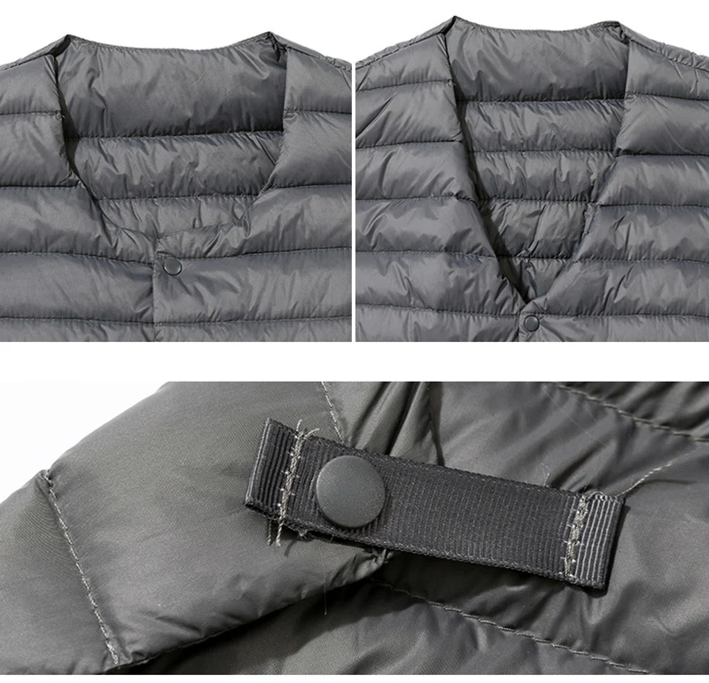 Schinteon Men White Duck Down Jacket UltraLight Thin Coat V-Neck Casual Short Outwear Autumn Winter Liner Clothing 2026 New