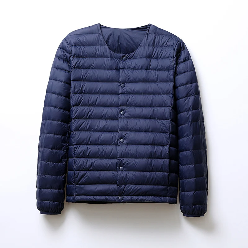 Schinteon Men White Duck Down Jacket UltraLight Thin Coat V-Neck Casual Short Outwear Autumn Winter Liner Clothing 2026 New