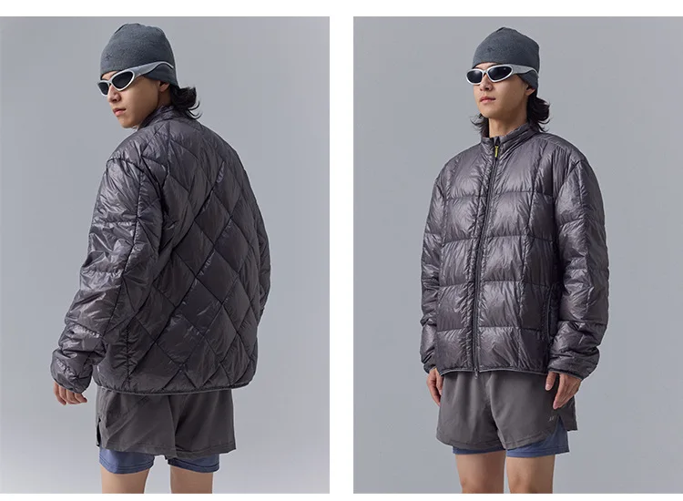 High Quality Waterproof 10D Nylon Ultra Light 90% White Down Jacket Men and Women Stand Collar Portable Puffer Jacket JK-076