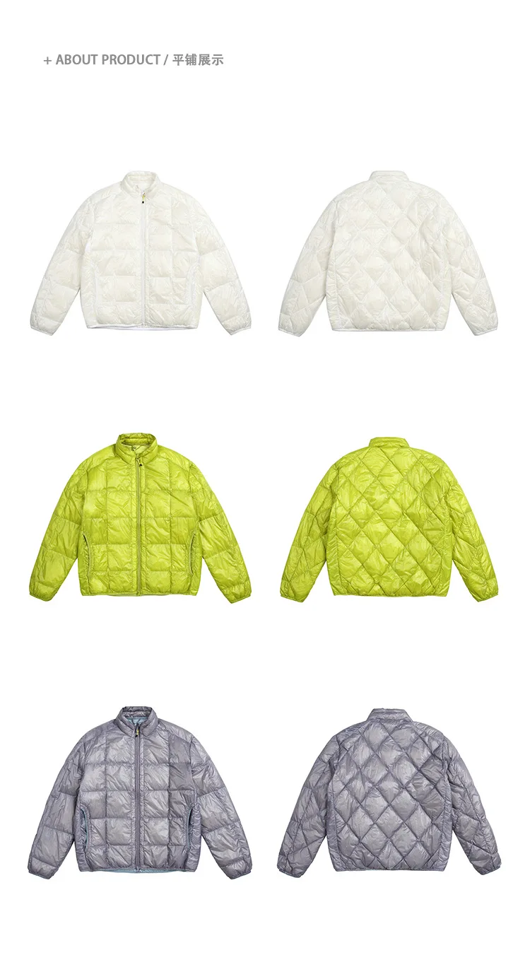 High Quality Waterproof 10D Nylon Ultra Light 90% White Down Jacket Men and Women Stand Collar Portable Puffer Jacket JK-076