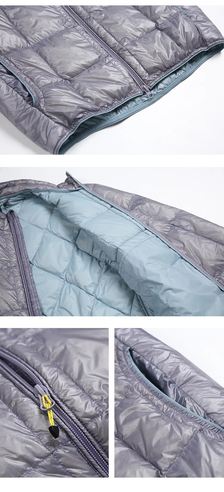 High Quality Waterproof 10D Nylon Ultra Light 90% White Down Jacket Men and Women Stand Collar Portable Puffer Jacket JK-076