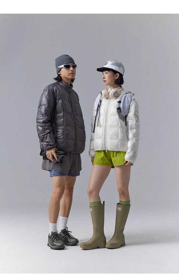 High Quality Waterproof 10D Nylon Ultra Light 90% White Down Jacket Men and Women Stand Collar Portable Puffer Jacket JK-076