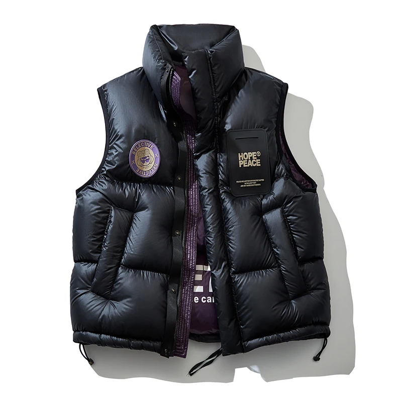 Supzoom 2023 Top Fashion New Arrival Letters Leather Stand Collar Autumn And Winter For Men And Women Warm Thickened Down Vest