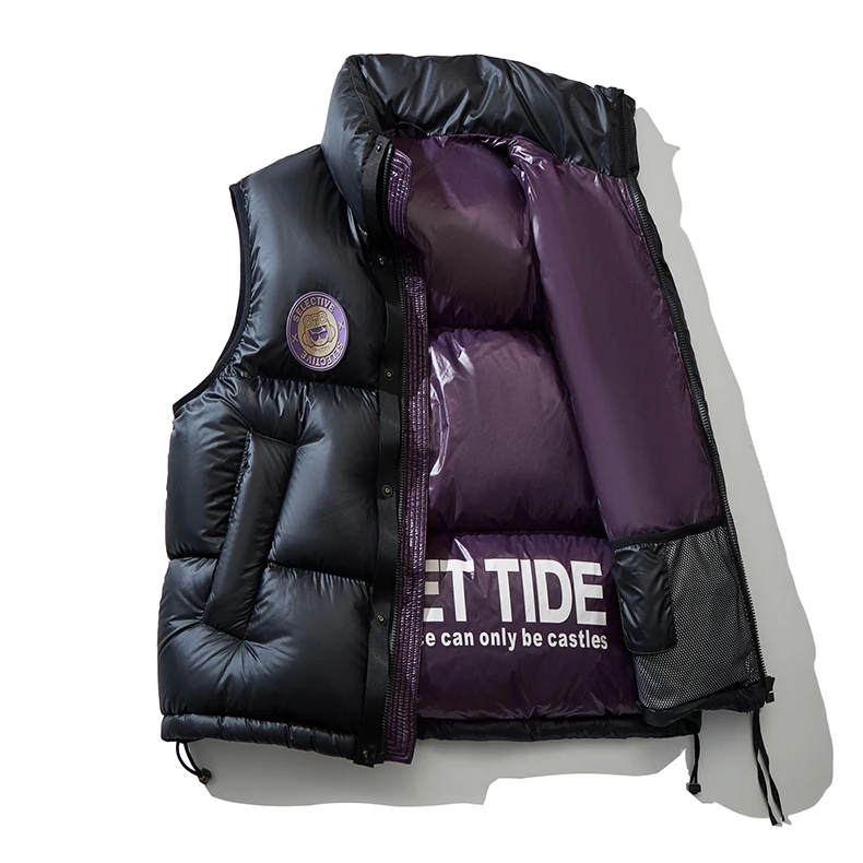 Supzoom 2023 Top Fashion New Arrival Letters Leather Stand Collar Autumn And Winter For Men And Women Warm Thickened Down Vest