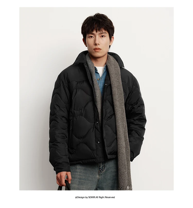 Semir Down Jacket Men Winter 80% Down Fill Three-Resistant Shirt-Style Liner 2026 New Patchwork Fashion Outerwear Men's Wear