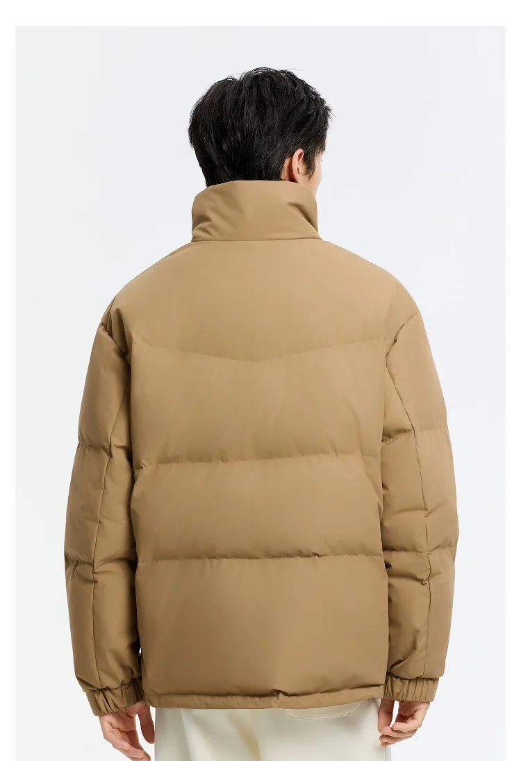 Metersbonwe Men's Winter Puffer Jacket Short Thickened down Coat Stand Collar Outdoor Elastic Cuffs Duck down Filling Trendy