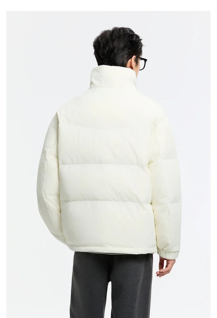 Metersbonwe Men's Winter Puffer Jacket Short Thickened down Coat Stand Collar Outdoor Elastic Cuffs Duck down Filling Trendy
