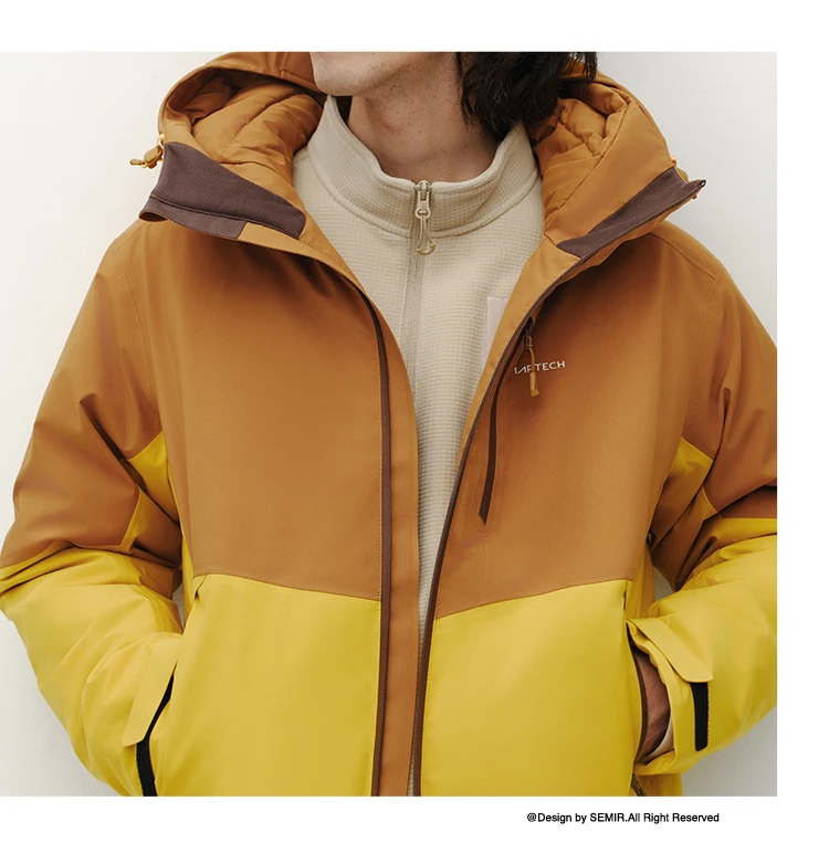 Semir Men Down Jacket 90 Percent Down Fill Rain Resistant Breathable Abrasion Resistant Outdoor Color Block Hooded 2026 New