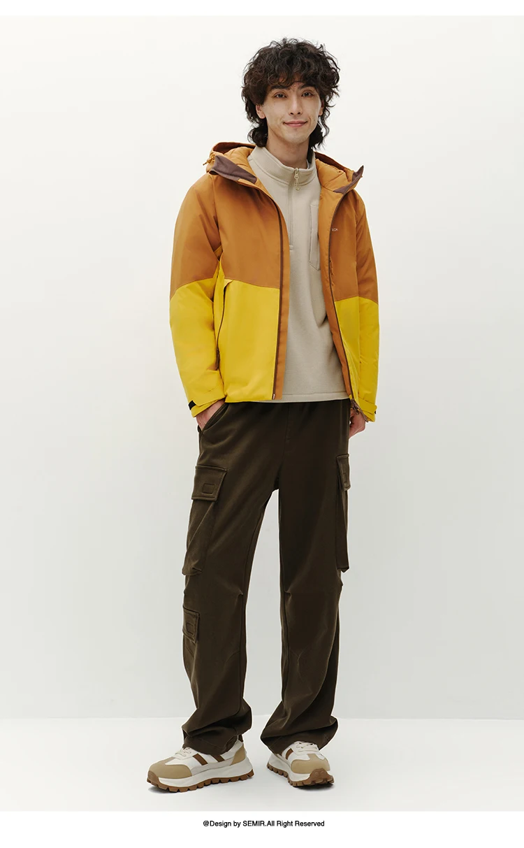 Semir Men Down Jacket 90 Percent Down Fill Rain Resistant Breathable Abrasion Resistant Outdoor Color Block Hooded 2026 New