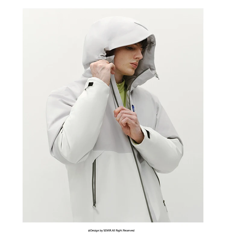 Semir Men Down Jacket 90 Percent Down Fill Rain Resistant Breathable Abrasion Resistant Outdoor Color Block Hooded 2026 New