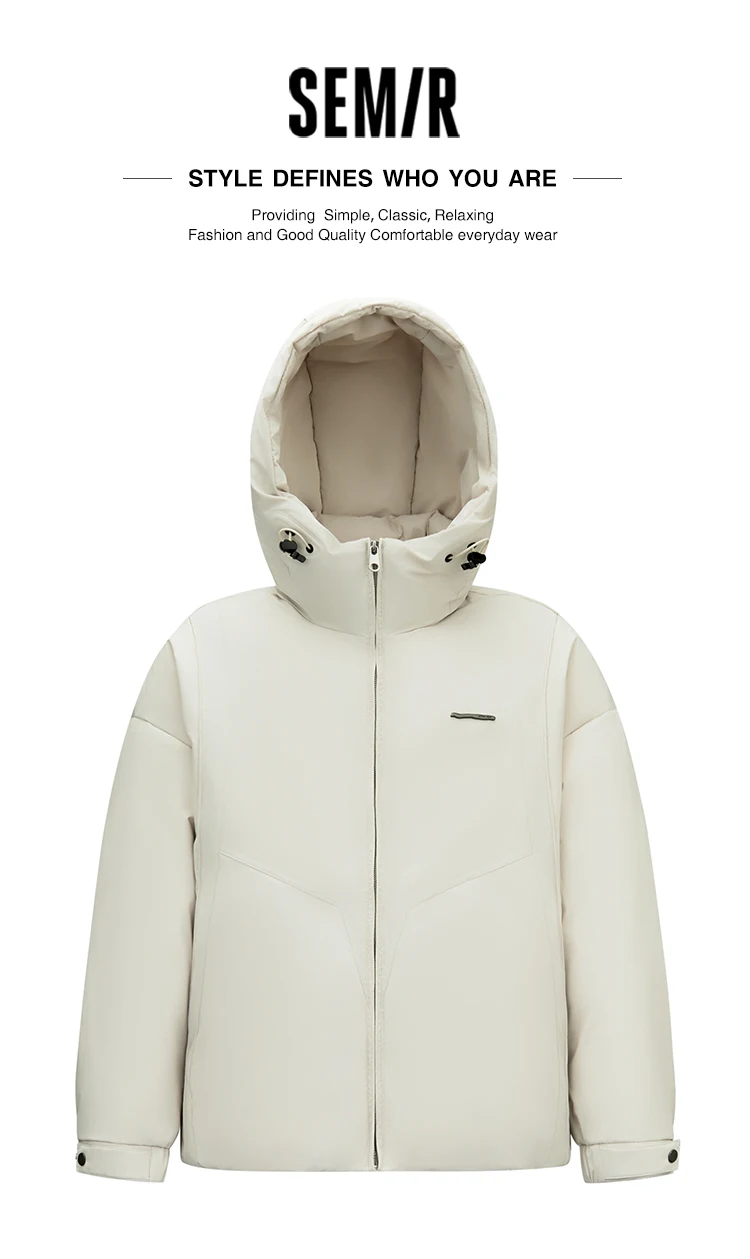 Semir Men Down Jacket Drawstring Hooded Urban Commuter 2026 New Winter Daily Wear Urban Casual Style Cold Weather Layering