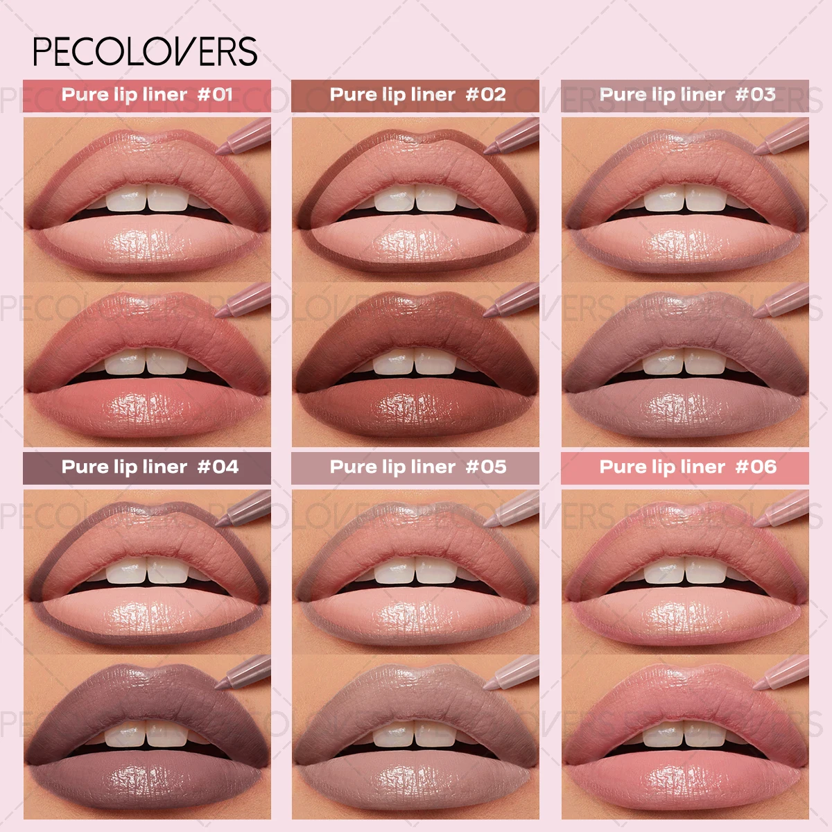 Matte Lip Liner Pencil, Waterproof Sweatproof Long-Lasting, Smooth Pigmented, Twist-Up, for Lip Shaping, Beginner-Friendly