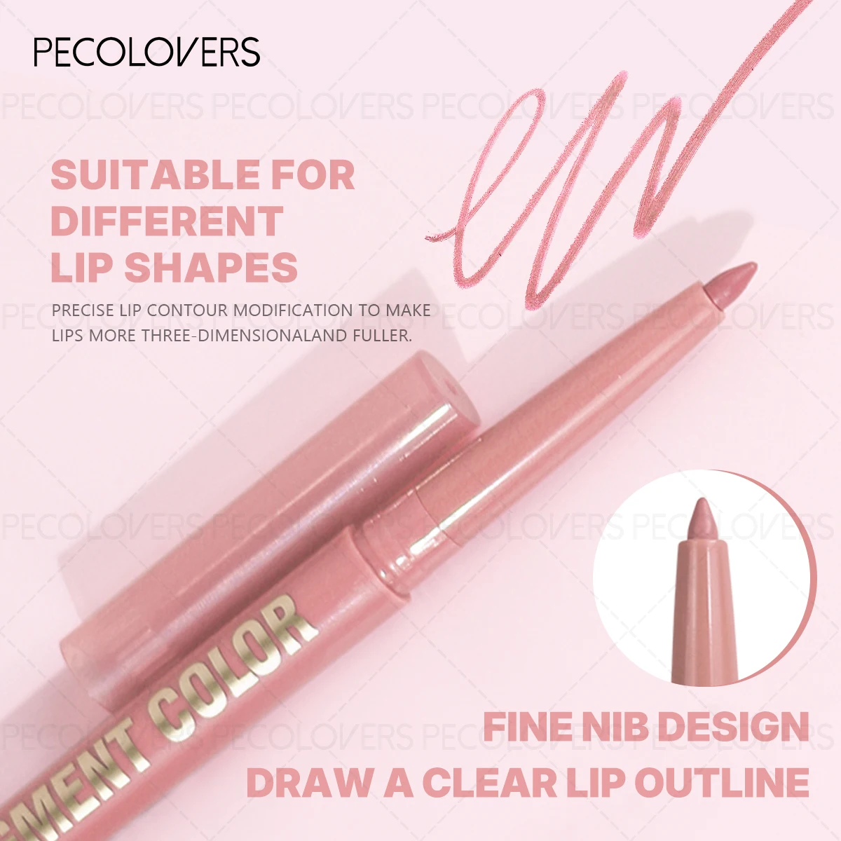 Matte Lip Liner Pencil, Waterproof Sweatproof Long-Lasting, Smooth Pigmented, Twist-Up, for Lip Shaping, Beginner-Friendly