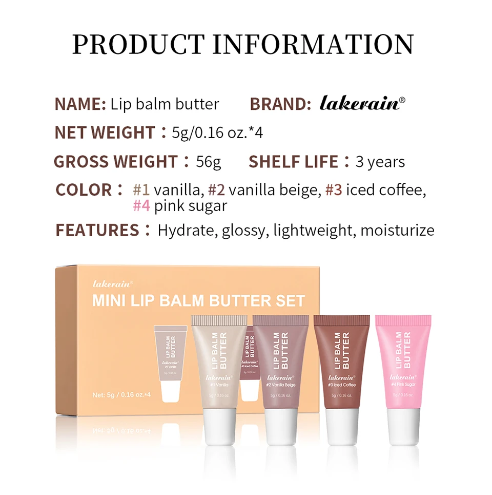 Summer Butter Mini Lip Balm Travel Kit Buttery Moisturizing Tinted Lip Balm Watery Multi-color Lipstick For All Skin Types