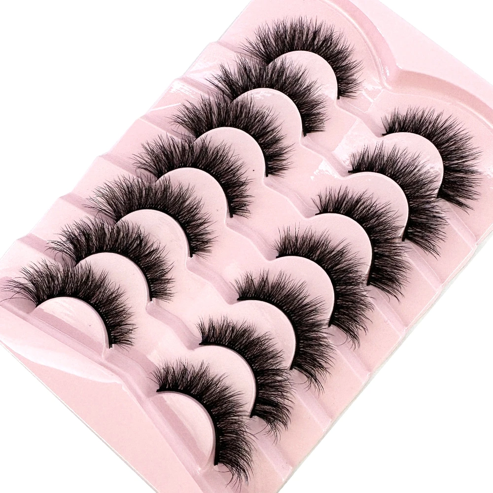 7pairs Natural Russian Strip Lashes Fluffy Mink Lashes 3D False Eyelashes Fluffy Volume Eyelashes Fake Eyelash Extension Make Up