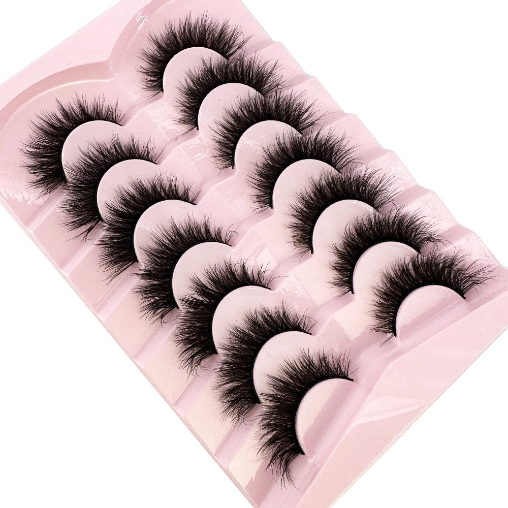 7pairs Natural Russian Strip Lashes Fluffy Mink Lashes 3D False Eyelashes Fluffy Volume Eyelashes Fake Eyelash Extension Make Up