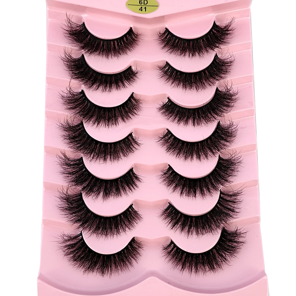 7pairs Natural Russian Strip Lashes Fluffy Mink Lashes 3D False Eyelashes Fluffy Volume Eyelashes Fake Eyelash Extension Make Up