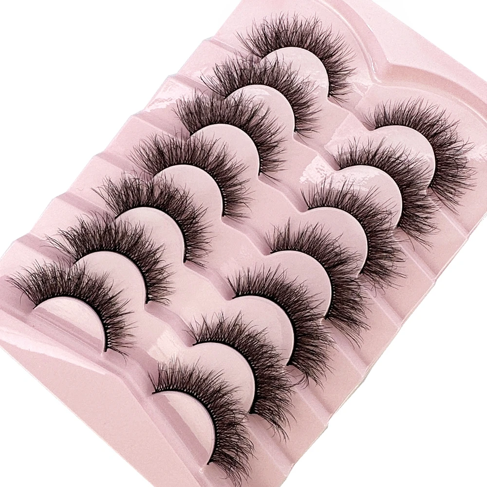 7pairs Natural Russian Strip Lashes Fluffy Mink Lashes 3D False Eyelashes Fluffy Volume Eyelashes Fake Eyelash Extension Make Up