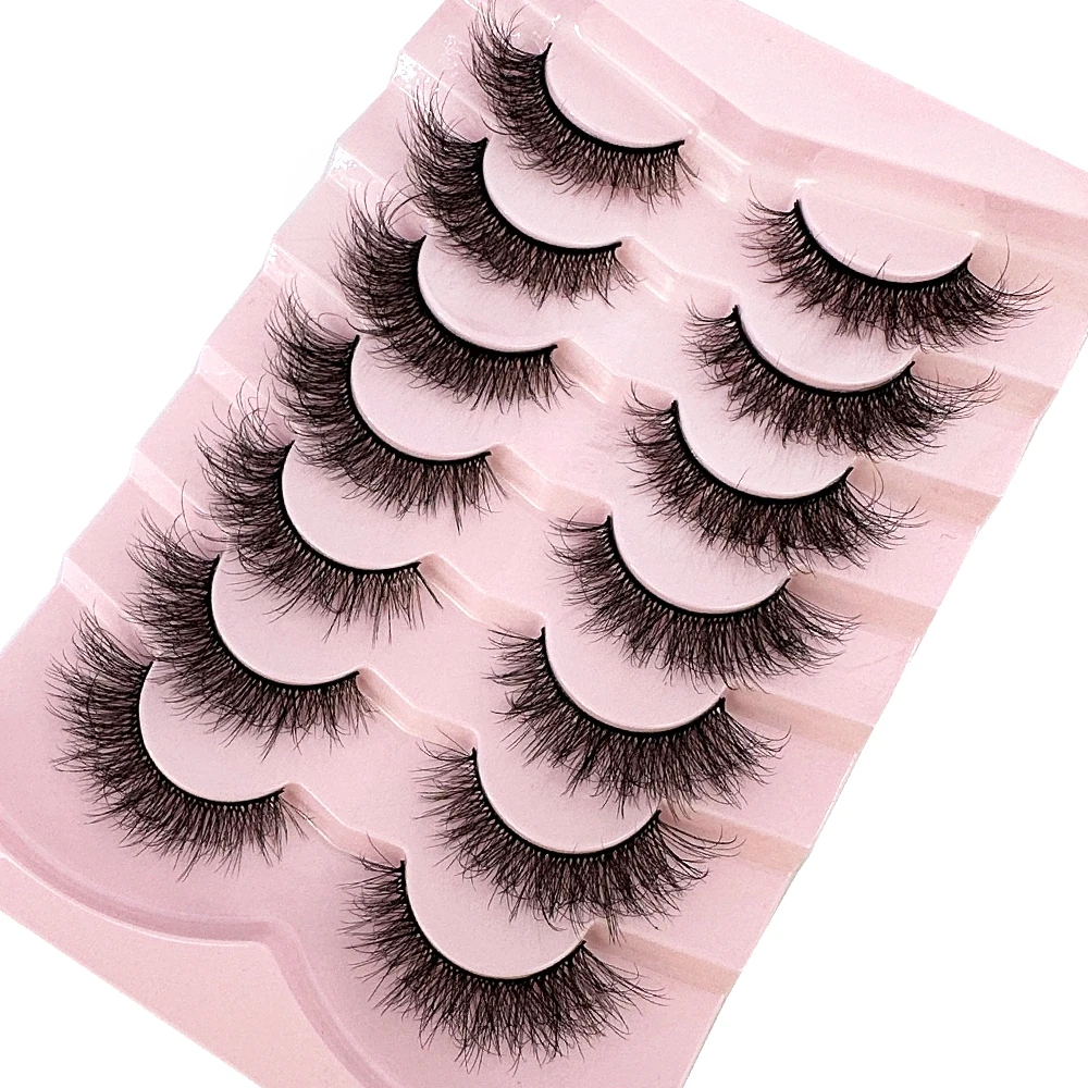 7pairs Natural Russian Strip Lashes Fluffy Mink Lashes 3D False Eyelashes Fluffy Volume Eyelashes Fake Eyelash Extension Make Up