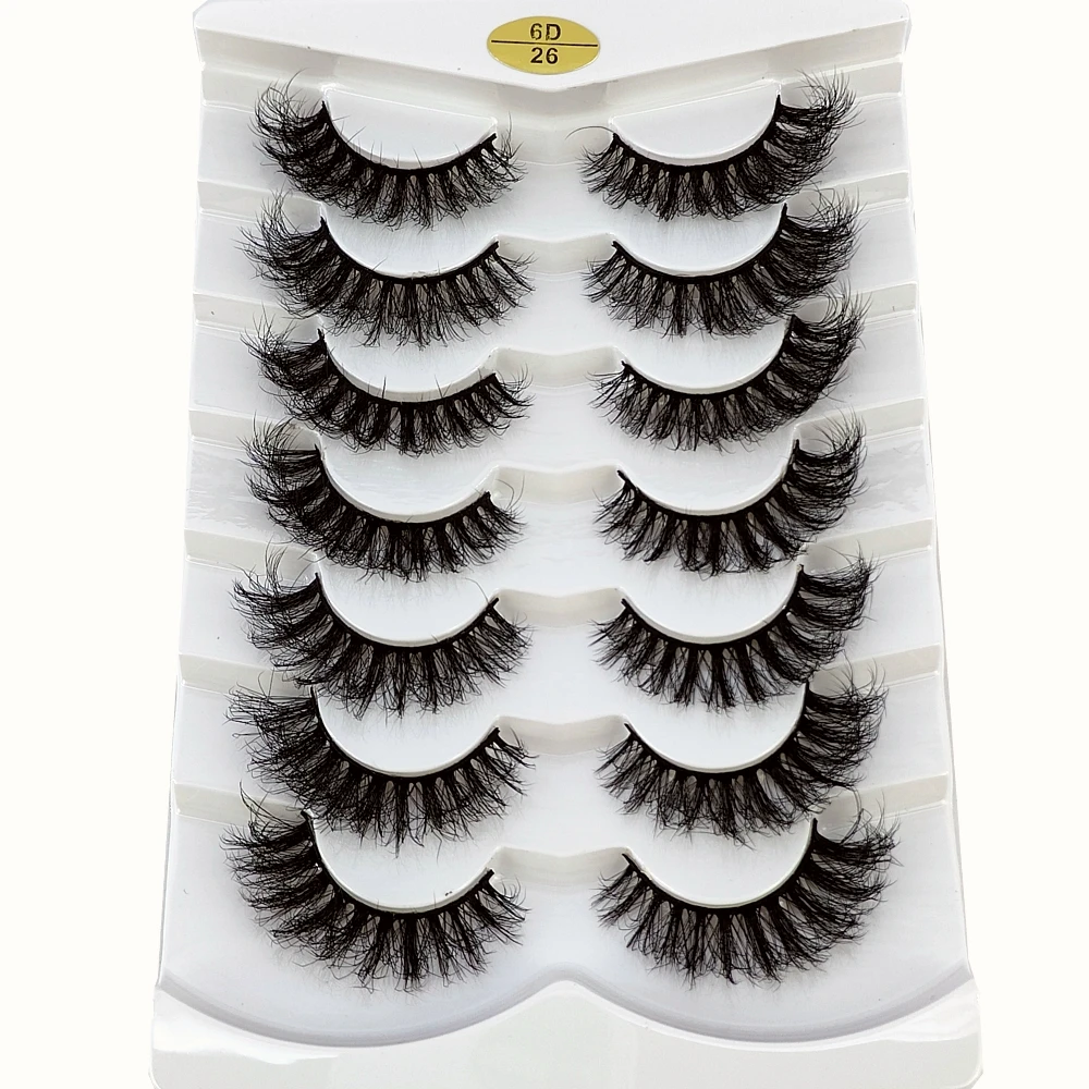 7pairs Natural Russian Strip Lashes Fluffy Mink Lashes 3D False Eyelashes Fluffy Volume Eyelashes Fake Eyelash Extension Make Up