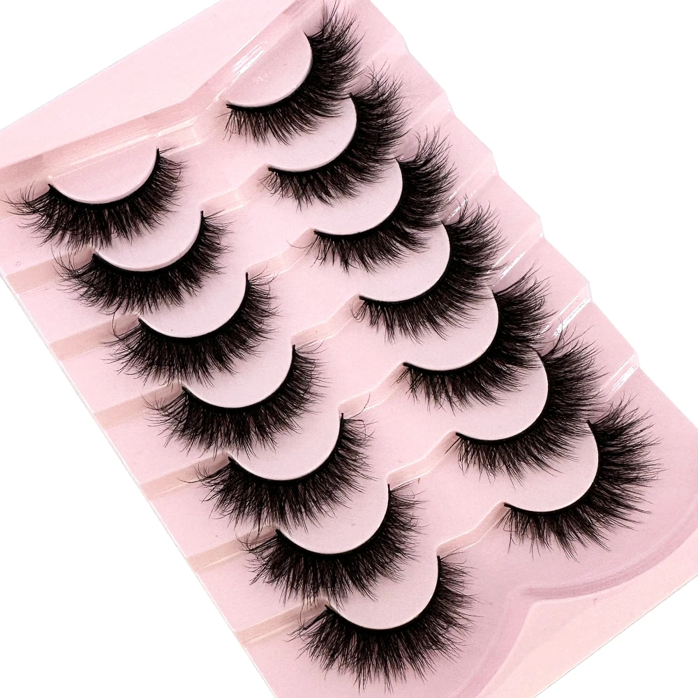 7pairs Natural Russian Strip Lashes Fluffy Mink Lashes 3D False Eyelashes Fluffy Volume Eyelashes Fake Eyelash Extension Make Up