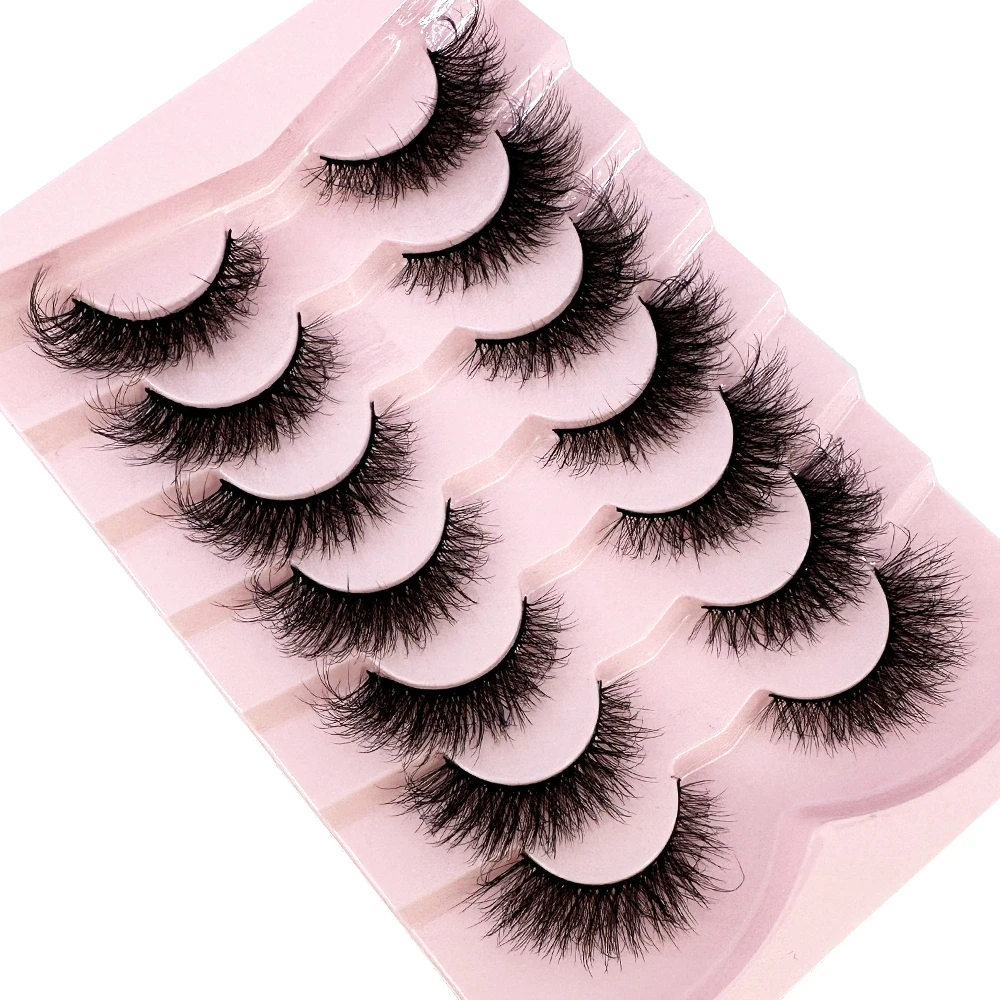 7pairs Natural Russian Strip Lashes Fluffy Mink Lashes 3D False Eyelashes Fluffy Volume Eyelashes Fake Eyelash Extension Make Up