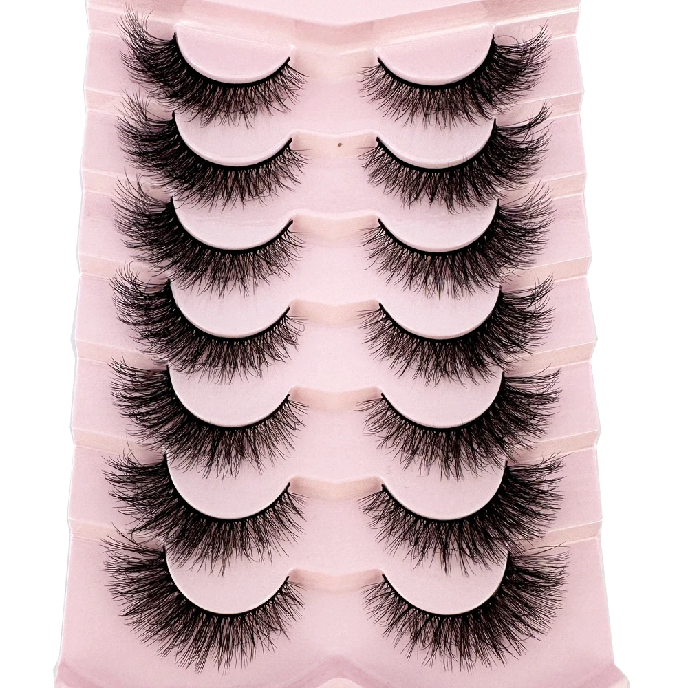 7pairs Natural Russian Strip Lashes Fluffy Mink Lashes 3D False Eyelashes Fluffy Volume Eyelashes Fake Eyelash Extension Make Up