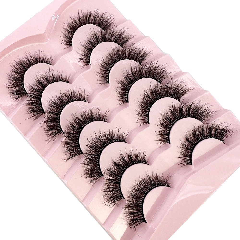 7pairs Natural Russian Strip Lashes Fluffy Mink Lashes 3D False Eyelashes Fluffy Volume Eyelashes Fake Eyelash Extension Make Up